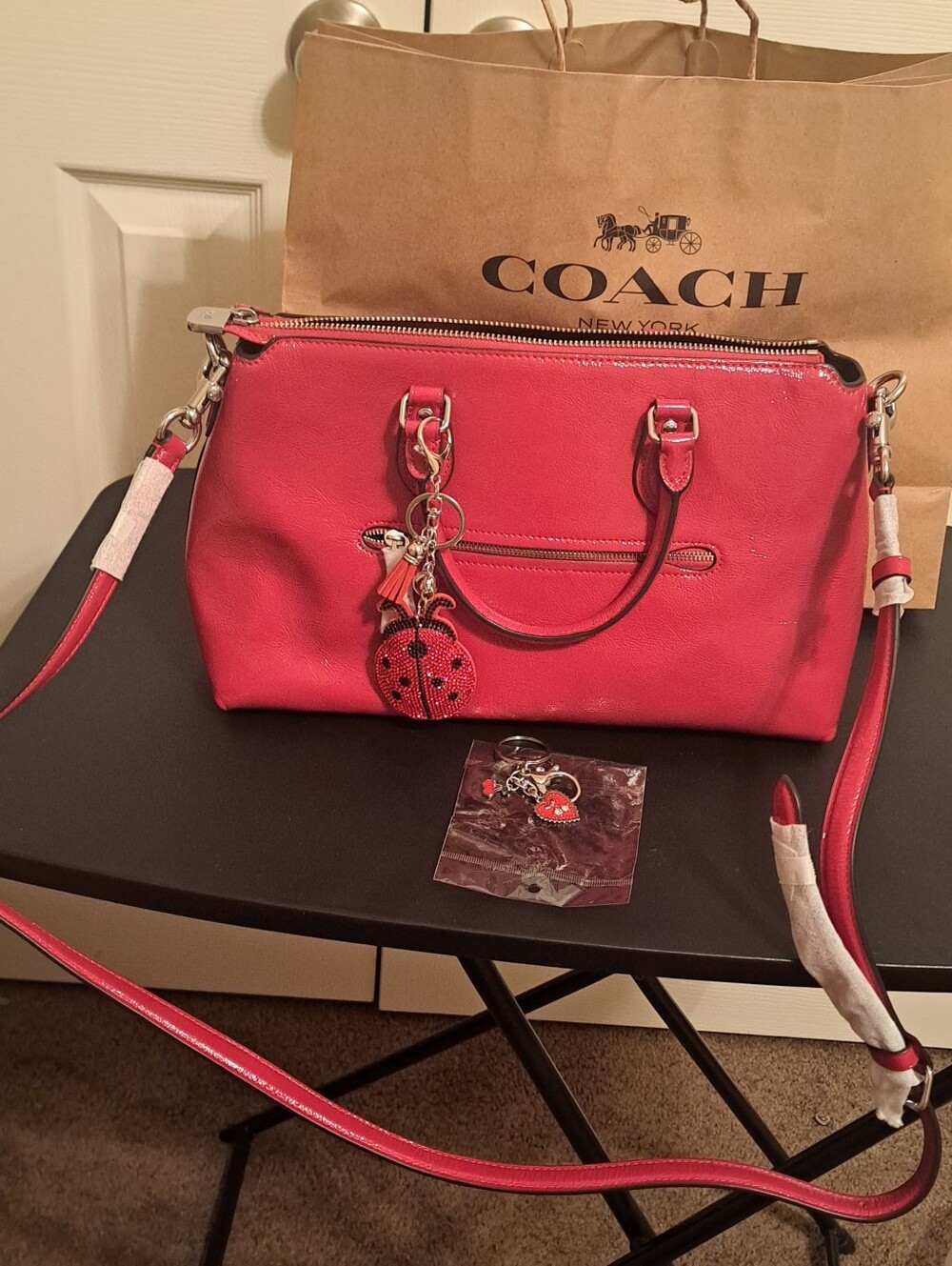Coach Crinkle Crossbody Bag NWOT 2 charms